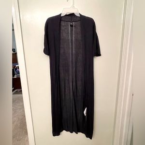 Navy, calf length Gap cardigan.